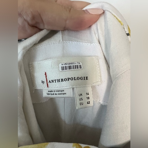 Anthropologie Yellow Floral Midi Dress Sz 10 - Picture 4 of 5